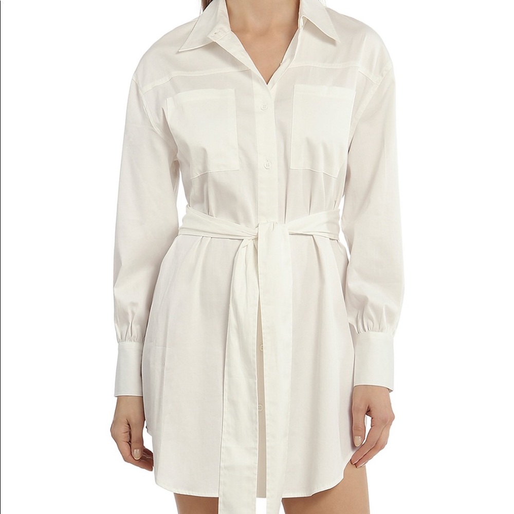 Avec Les Filles Cotton Belted Shirtdress
